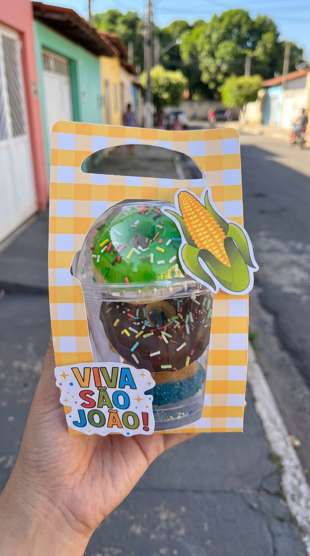 Embalagem para copo bolha no tema São João